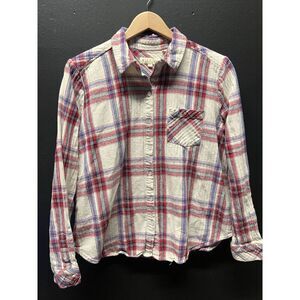 Stetson Women's Large Flannel Plaid Button Up Shirt Long Sleeve